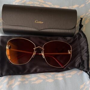 Cartier Women's Sunglasses - Gold Frame with Brown Lenses